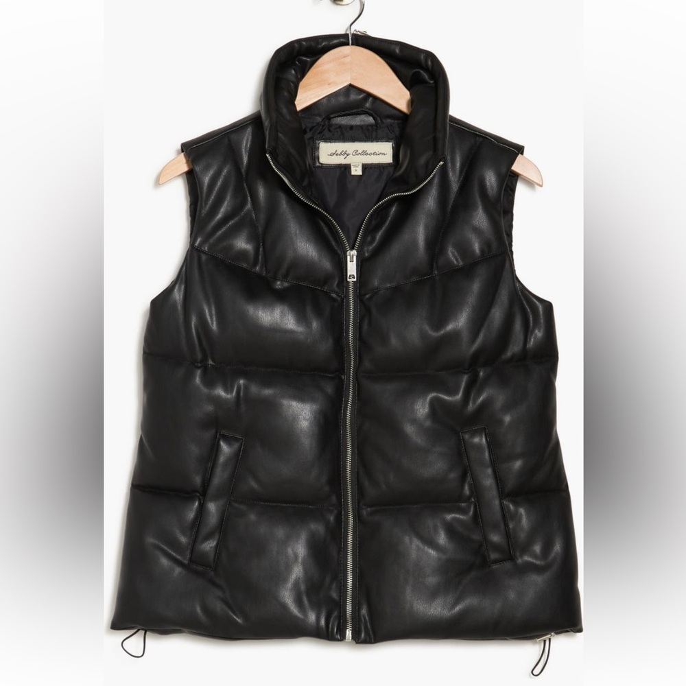Sebby Faux Leather Puffer Vest